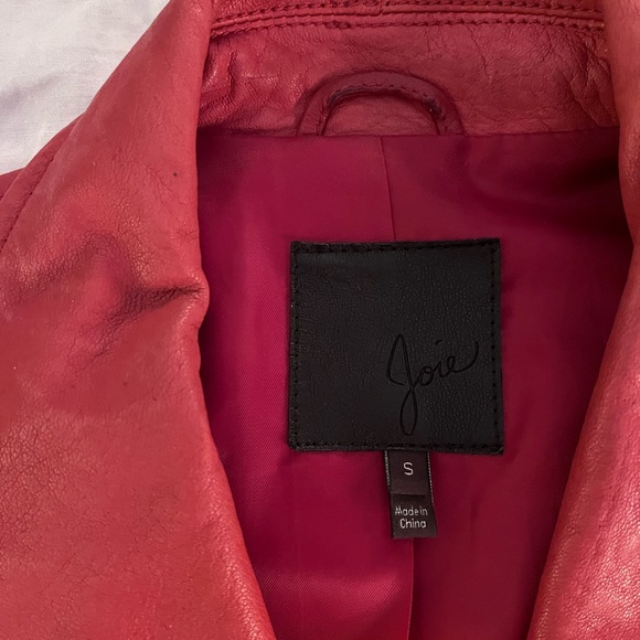 Joie Small Red Leather Jacket - Picture 3 of 4